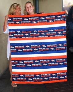 bronco's strip quilt, quilting readers project, beginners quilt