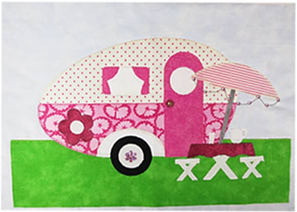 Campers Quilt Block - Pink