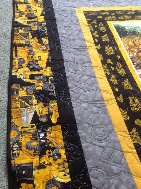 construction-quilt, caterpillar heavy hauler quilt, truck quilt, quilting,craft, sewing