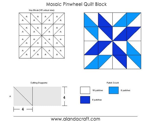 mosaic pinwheel block, tutorial, quilting blocks,